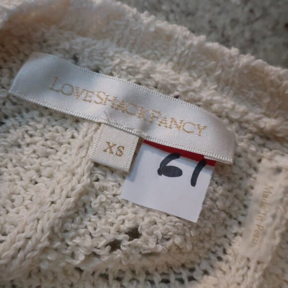 Womens LoveShackFancy Kennie Cream Double Bows  Ruffled Trim Sweater XS - Picture 11 of 11